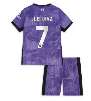 Liverpool Luis Diaz #7 Koszulka Trzecich Dziecięca 2023-24 Krótki Rękaw (+ Krótkie spodenki)